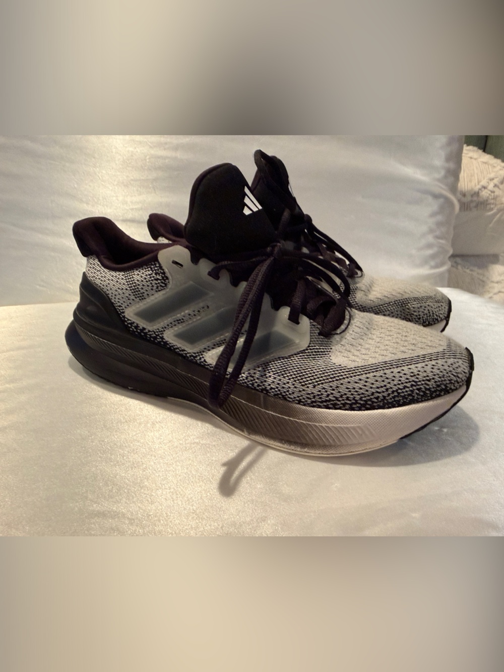 adidas Black and Gray Knit Running Shoes